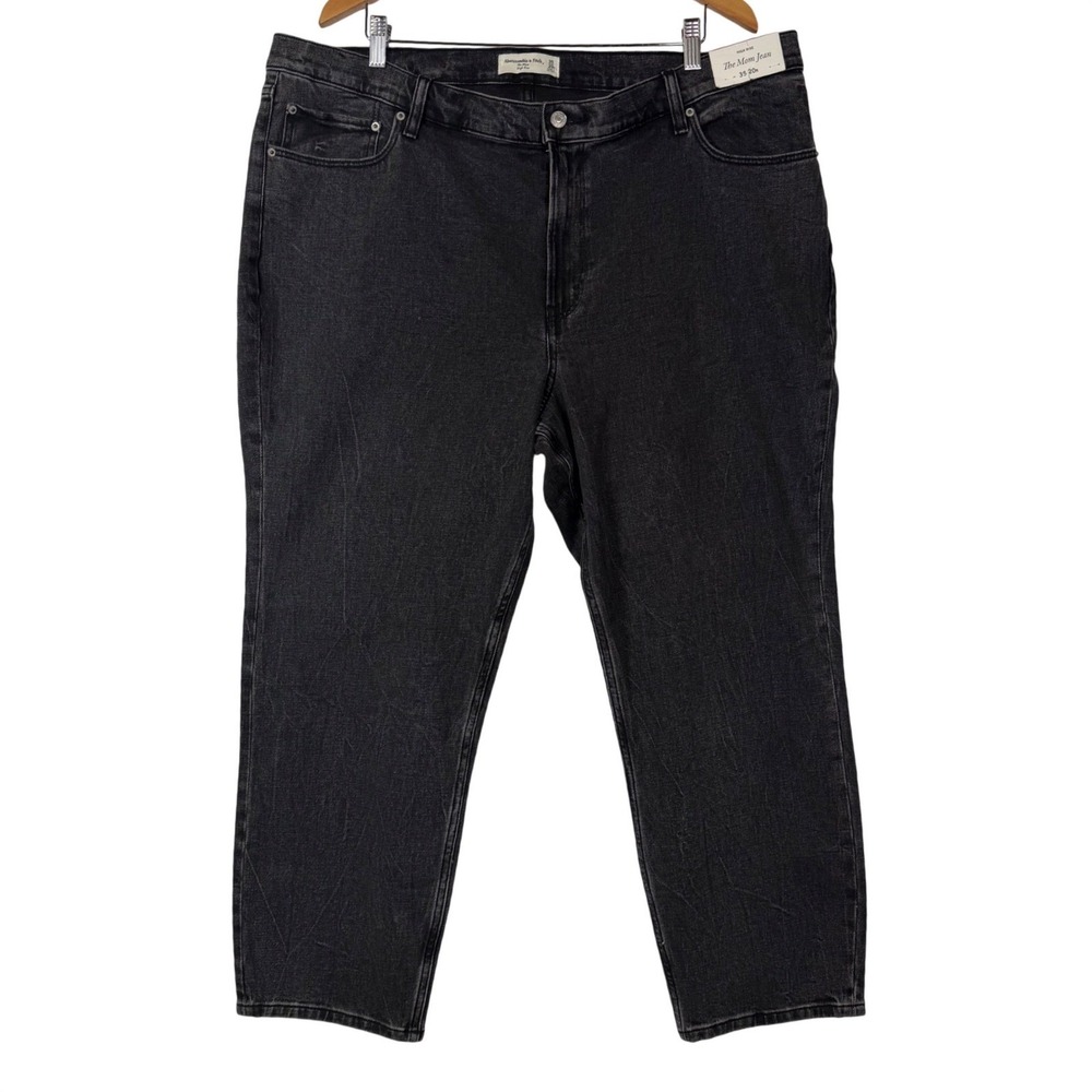 Abercrombie Womens Size 35 High Rise Mom Jeans Black Straight 20R